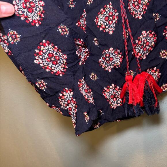 Women's Braeve Navy Red Patterned Off Shoulder Romper Size S - Picture 3 of 10